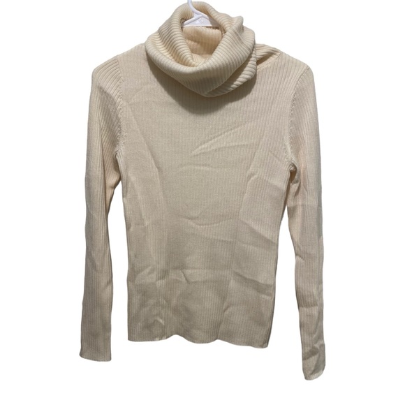 Vanessa Seward Womens Merino Ribbed Knit Turtleneck Sweater White Size IT 34 - Picture 1 of 6